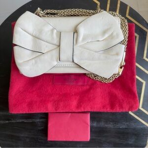 Valentino Leather Bow Bag with Silver Chain